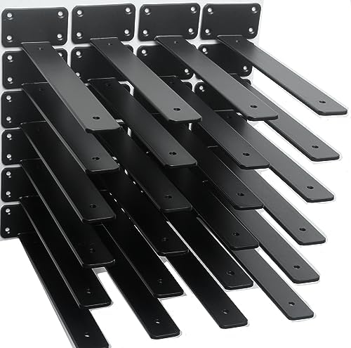 24 Pack - 10 inch Black Hidden L Shelf Bracket Iron Floating Shelf Brackets by MHMYDZ