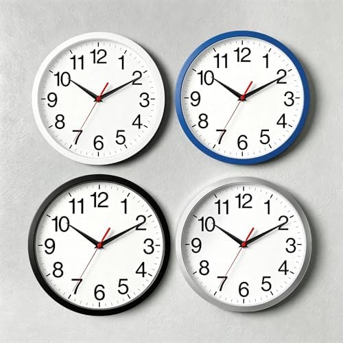 Rohioue Wall Clock Analog 10 Inch Silver Battery Operated Silent Clock - Image 4