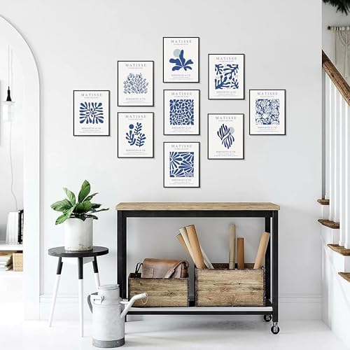 Tmvosn Blue Matisse Posters Wall Art Set of 9, Abstract Henri Matisse Canvas - Image 3