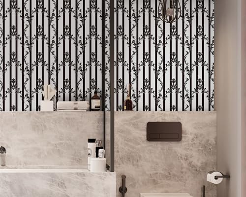 FLFK Black and White Striped Wallpaper Peel and Stick 16" x 256" - Image 5