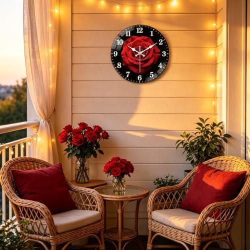 peacoblue Red Rose Wall Clocks Battery Operated - Image 5