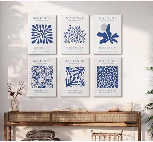 Blue Matisse Wall Art Prints Abstract Aesthetic Canvas Decor Trendy Henri - Image 5