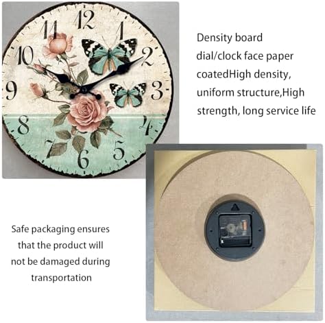 XFM Blue Butterfly Wall Clocks Battery Operated 16 inch Vintage Floral - Image 6