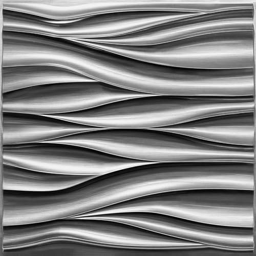 STICKGOO Wave 3D Wall Panels, Brushed Silver, 19.7''x19.7'' by STICKGOO