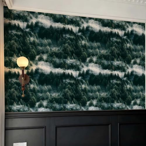 Stickorama Misty Dark Green Pine Forest Peel and Stick Wallpaper Self Adhesive - Image 2