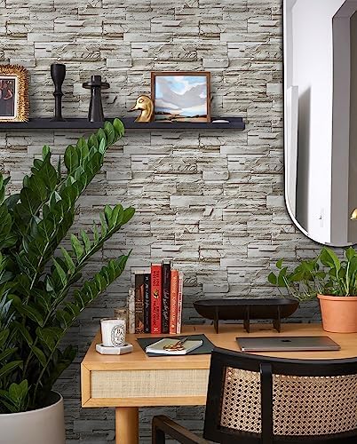 Timeet Brick Wallpaper Peel and Stick Wallpaper Faux Brick Contact Paper Stone - Image 4
