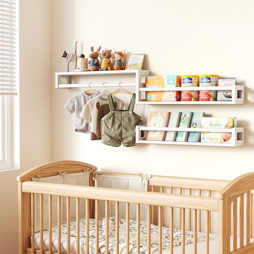 3 Pack 24 Inch Solid Wood Floating Shelves, Nursery Bookshelf - Image 5