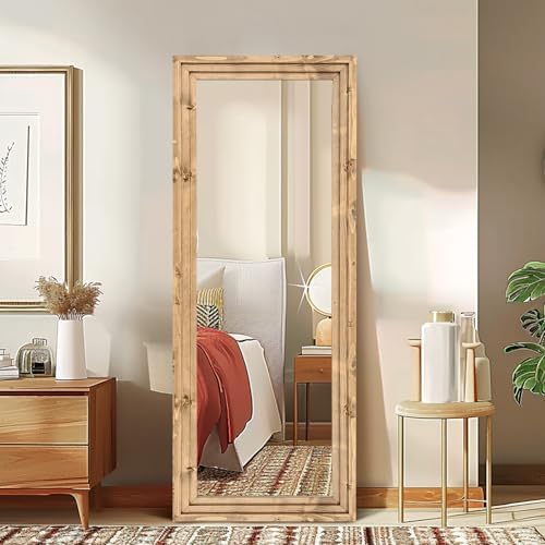 58x22in Full Length Mirror, 3-Tier Stepped Solid Wood Frame - Image 5