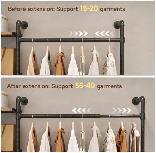 T1 Wall Mounted Closet System, Industrial Pipe Clothing Rack - Image 4