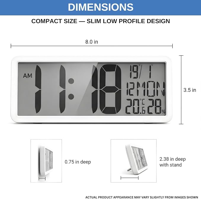 Atomic Digital Wall Clock Battery Operated Large Display | Automatic Time - Image 6