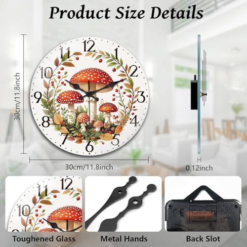 peacoblue Mushroom Forest Wall Clocks Battery Operated - Image 2