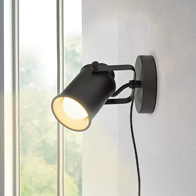 Industrial Wall Lamp with Plug in Cord, Adjustable Retro Black Wall Lamp - Image 3