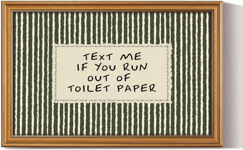 Gold Framed Wall Art, Funny Bathroom Canvas Prints, Text Me If You Run Out Of by YDNAKLX