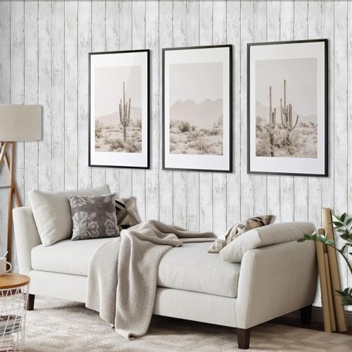 White Shiplap Contact Paper Peel and Stick Wood Wallpaper - Image 6