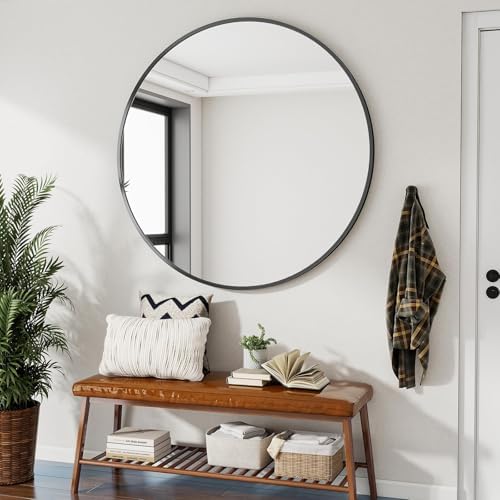 VooBang Large Black Round Bathroom Mirror 48" - Image 7