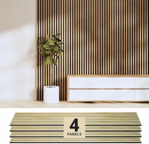 ZETY HOME Acoustic Wood Wall Panels, Slat 4-Pack, 94.5 in by ZETY+HOME