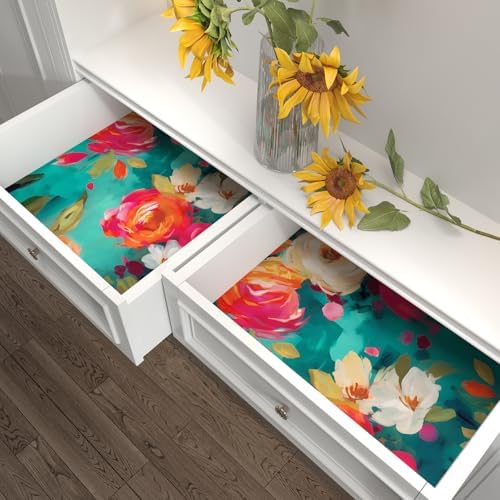 BOKEBEVE Floral Wallpaper Peel and Stick Boho Teal Blue 17.5 x 118In - Image 6