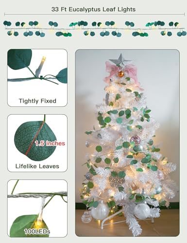 suddus 33FT 100LED Eucalyptus Garland Vines - Image 4