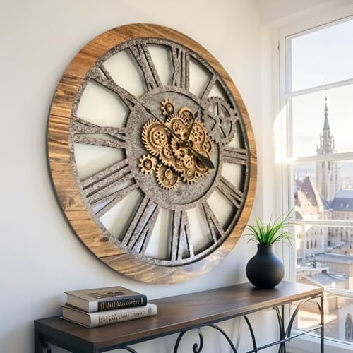 ImprovingLife The Gears Clock 36'' Inch Real Moving Gear Wall Clock Vintage - Image 3