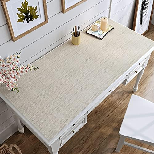 VaryPaper 15.7''x315'' Beige Grasscloth Peel and Stick Wallpaper Textured - Image 4