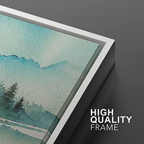 MUDECOR Framed Canvas Print Wall Art Set Watercolor Teal Emerald Green Mountain - Image 5