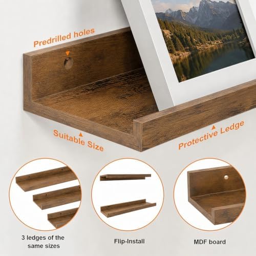 24inch Long Floating Shelves for Wall Decor, 3-Set Shelves - Image 4