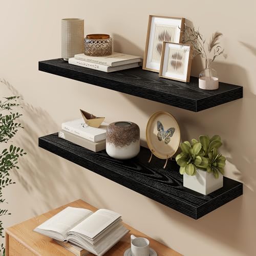 Fun Memories 40" W x 9.3" D Black Floating Shelves - Image 6