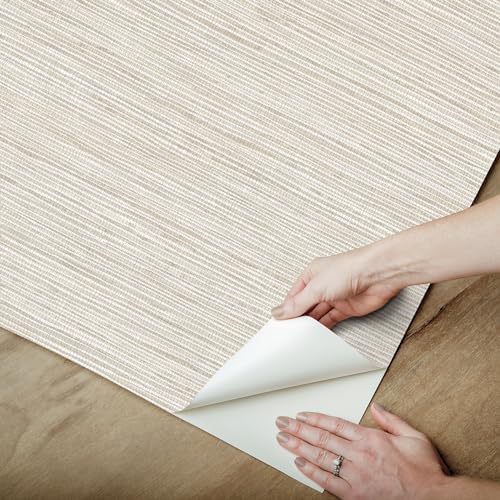RoomMates Neutral Dimensional Grasscloth Peel and Stick Wallpaper - Image 6