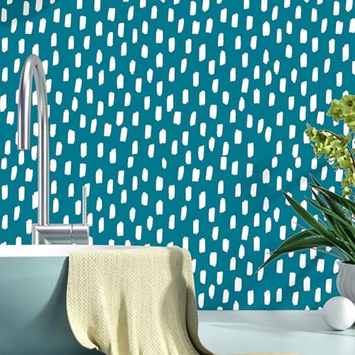 HAOKHOME Blue Peel and Stick Wallpaper Geometric Striped 17.3in x 32.8ft by HAOKHOME