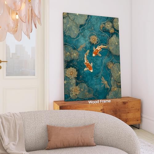 Japanese Koi Fish Zen Framed Canvas Wall Art Traditional Oriental Asian Prints - Image 5