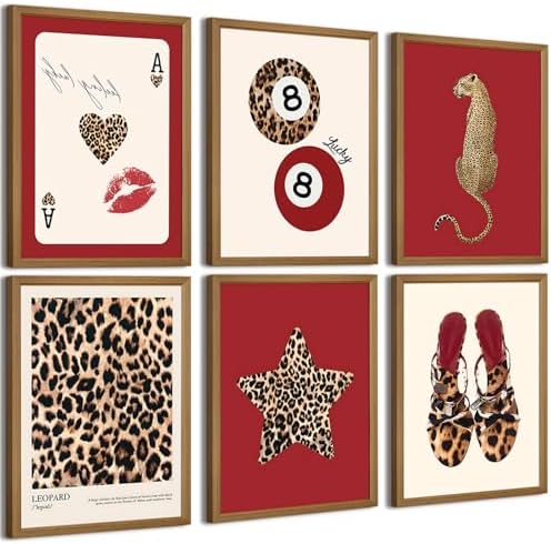 Cheetah Wall Art Red Leopard Canvas Wall Decor Y2k Trendy Coquette Poster by Unknown