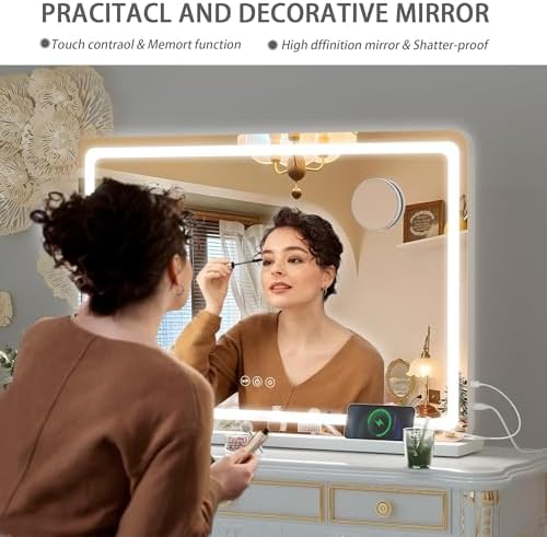 Hasipu Vanity Mirror with Lights, 31.5" x 22.4" LED Makeup Mirror, Lighted - Image 6