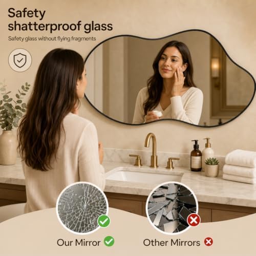 Irregular wall Mirror 24"x41" Black Asymmetrical Mirror - Image 4