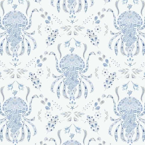 Dimoon Blue Peel and Stick Wallpaper Coastal Contact Paper Bathroom Ocean Beach by DIYYOURMOON