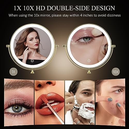 8" Wall Mounted Lighted Makeup Mirror, Oval Base - Image 2