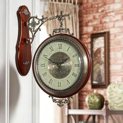Homestia Double Sided Wall Clock Vintage Style Silent Non-Ticking Clock - Image 7