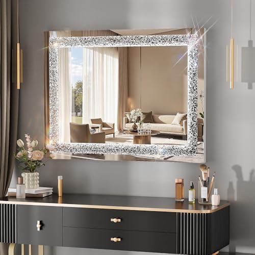 32" x 24" LED Diamond Wall Mirror, Dim & Anti-Fog - Image 2