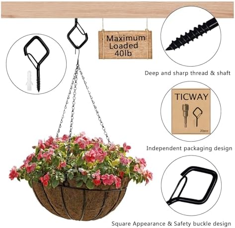 Ceiling Screw Hooks for Hanging Plants, Safety Buckle - Image 3