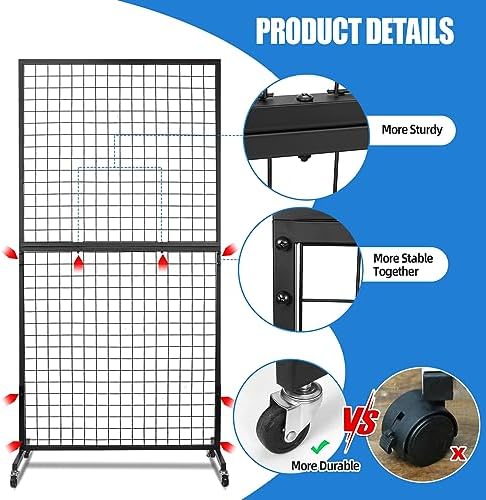NectaCol Grid Wall Panels, 2 Packs 3'x 6' Grid wall Panels Stand - Image 4