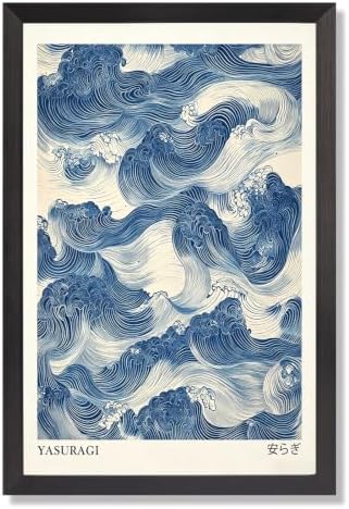Black Framed Yasuragi Waves Canvas Wall Art 8x10in by Unknown