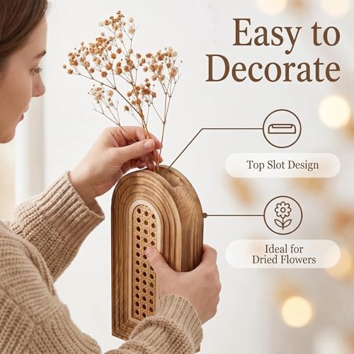 Dnnnii 2 Pack Wooden Wall Vase Set - Image 4