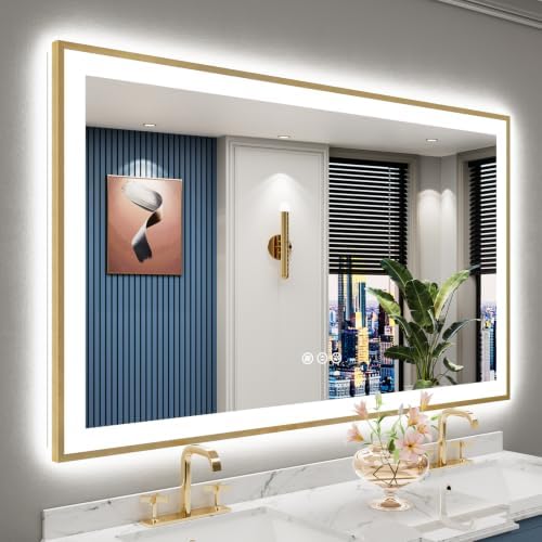60x36 Gold LED Bathroom Mirror by Awandee