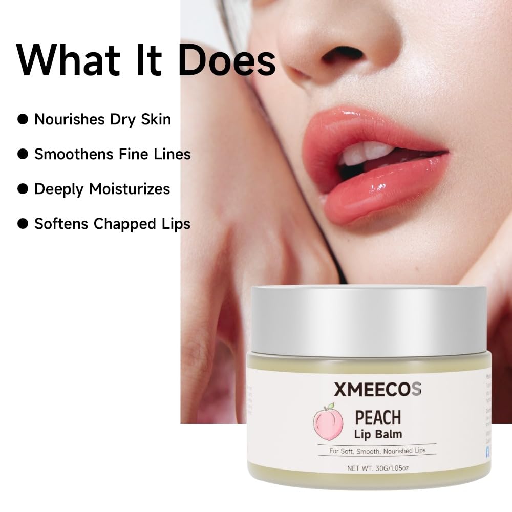 Beeswax lip balm with rose and jasmine, kiwi, strawberry, peach, cherry extract bee friendly 100% Natural for men and women, cruelty free moisturizing (30 Grams, Peach)