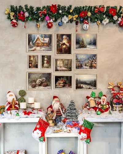 KBKBART Christmas Wall Art Prints Set of 10 Rustic Xmas Wall Decor Unframed - Image 5
