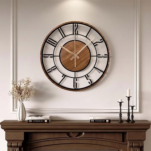 Metal Large Wall Clock, Silent Battery Operated Clocks - Image 2