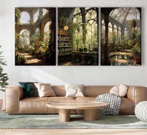 3pcs Framed William Morris Green Plants Canvas Wall Art Medieval Castle Posters - Image 6