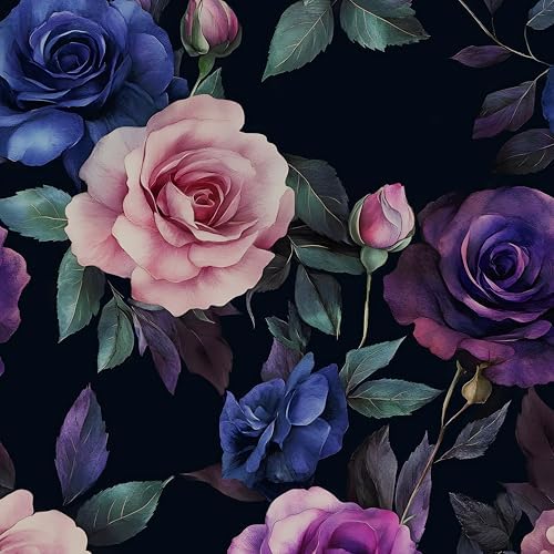 Laatse Gothic Purple Floral Wallpaper Peel and Stick 17.5" × 118" by Laatse