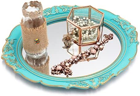 Eaoundm 13.1 x 14.8 inchs Decorative Wall Mirror, Oval Blue Plastic Frame - Image 2