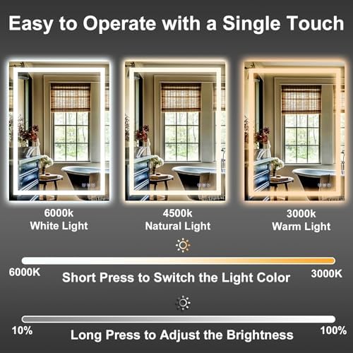 LED Bathroom Mirror 30"x40" Lighted Bathroom Vanity Mirror - Image 4