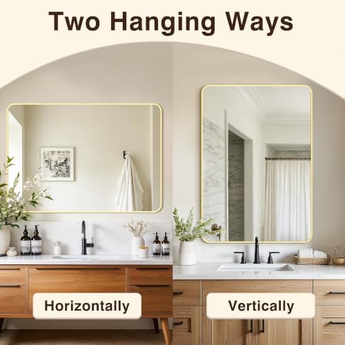 Vanity Bathroom Mirror, 40”x28” Gold Bathroom Mirror - Image 6